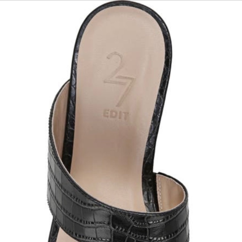 Naturalizer 27 Edit - Vennice Wedge Slide Sandal - Black Croc leather - NEW! 7.5